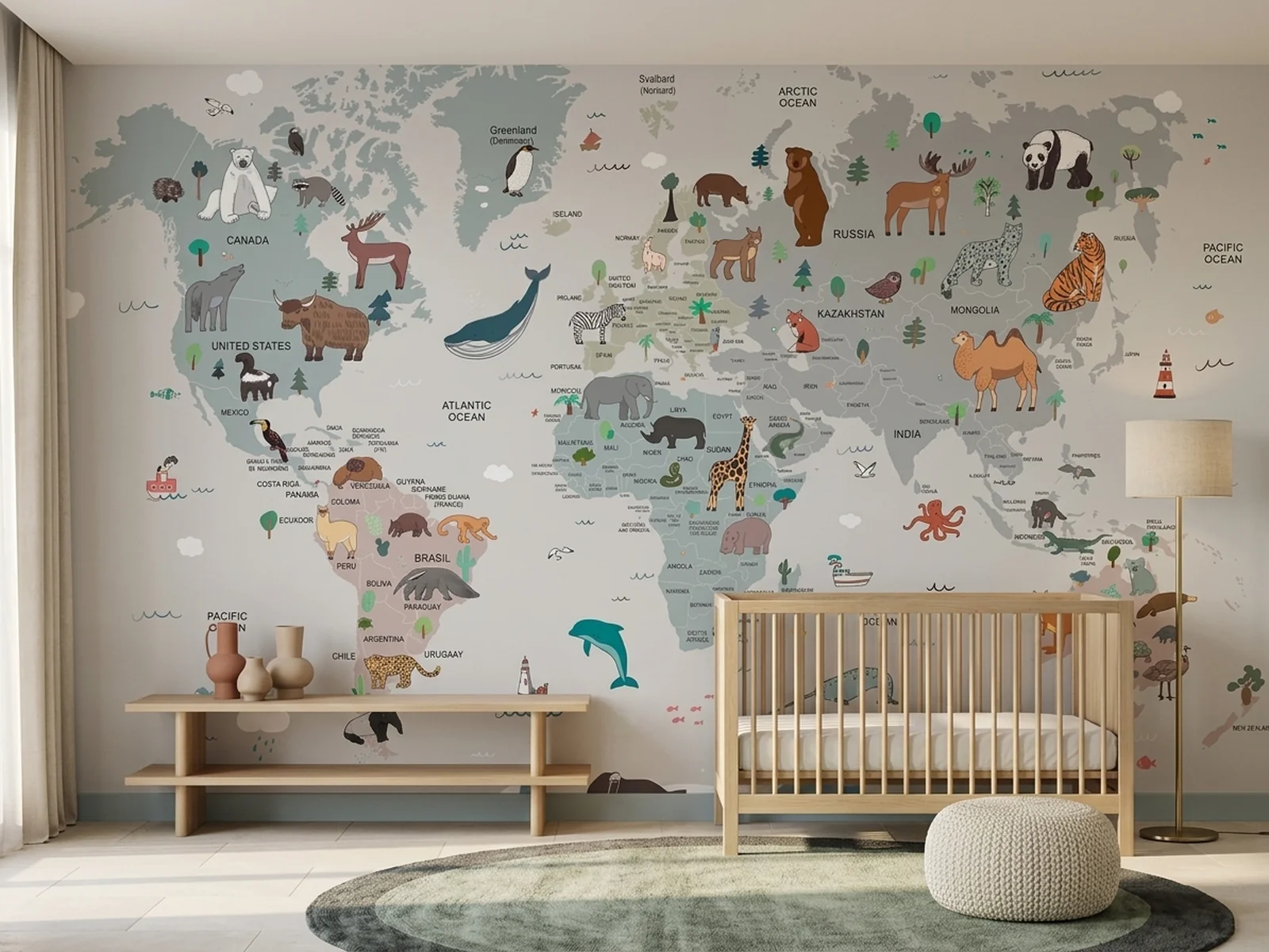 Animal World Map 2 im Raum