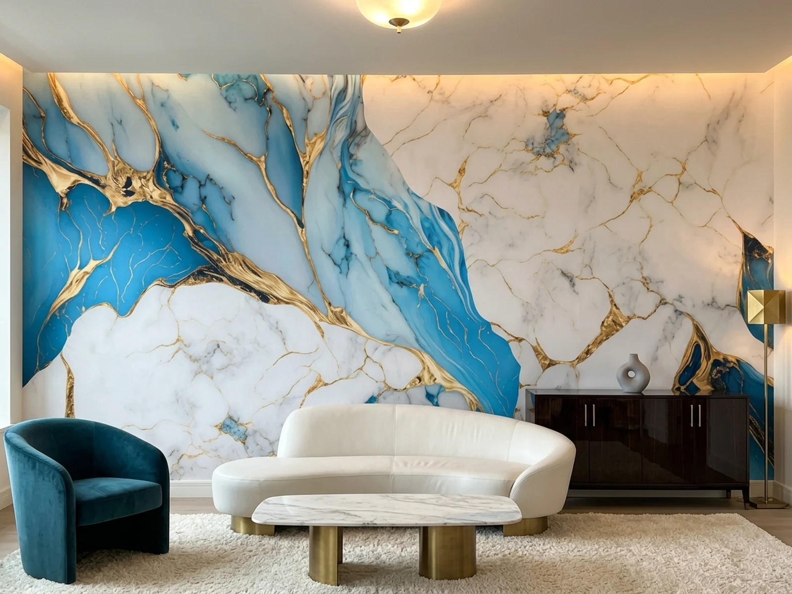 Golden Turquoise Waves im Raum