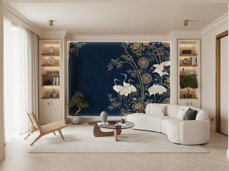 Imperial Indigo Cranes im Raum