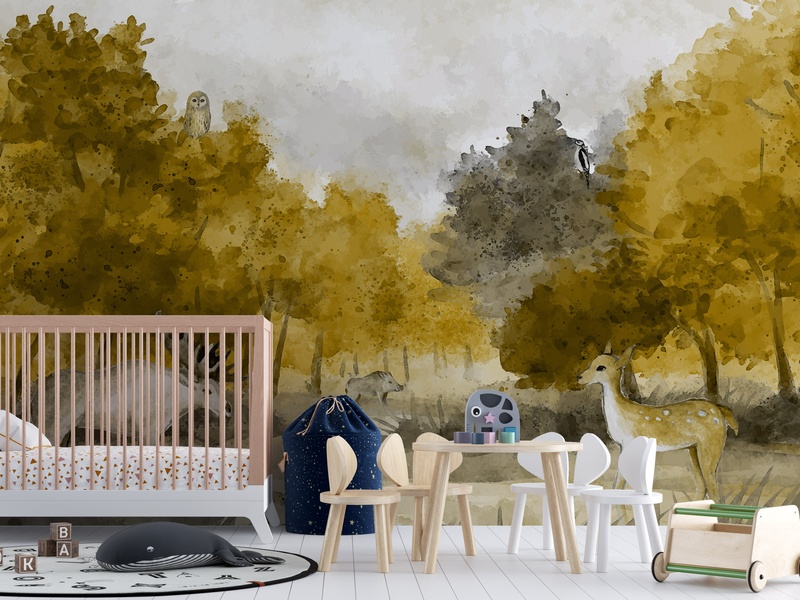 Serene Forest Scene im Raum